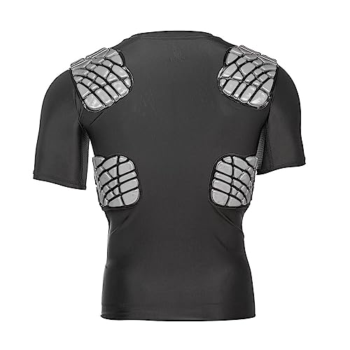 Zoombang Camiseta juvenil de compressão de futebol com proteção combo de costela, ombro e peito, Pre