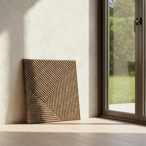 Image of Kayra Decor PVC Panel for Wall - Fluted Design, Magnum Brown Color 19.7 inch x 19.7 inch (Pack of 18) - Covers 48.51 Sq. Ft.
