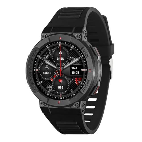 Reflex Active Series 43 Smart Watch for Men Women with Built-in GPS, 100+ Sports Modes, Heart rate, Step Counter, Make & Receive Calls, IP68 Waterproof, Black Silicone Strap for Android IOS
