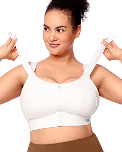 Image of VFUS Zip Front Adjustable High Impact Sports Bras for Women Large Breasts Full Coverage Workout Running Removable Pads