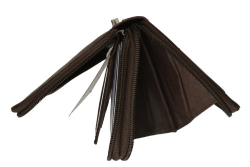 MARSHAL Genuine Leather Double Zipper Clutch Checkbook Wallet for Women #4575CF4