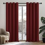 Deconovo Christmas Decorations Eyelet Blackout Curtains 55 x 102 Drop Inch Red 2 Panels