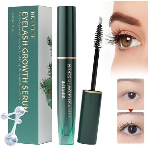Rapid Eyelash Growth Serum, BREYLEE Lash Serum for Eyelash Growth, Eyebrow Growth Serum, Boosting Thickness, Stronger, Healthier Lashes & Brows, Vegan & Cruelty-Free, Hypoallergenic, Dual Brushes Cover