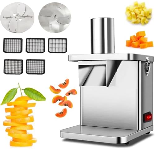 Heavy Duty Electric Vegetable Cube Cutting Machine, 300W Slicer for Fruits & Veggies, 5 Dicing Sizes, Ideal for Onions, Potatoes, Peppers & More, Commercial Use