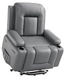 Elektrischer Relax- & Massagesessel mit Aufstehhilfe, Heizung, Liegefunktion und verstellbarer Rückenlehne/Beinauflage – PU-Leder Fernsehsessel für Senioren und Personen mit eingeschränkter Mobilität