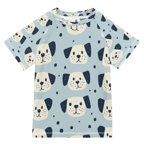 Kids Swimsuit Cute Dog Funny Blue Sunscreen T-Shirts Swimwear Sets UPF 50+