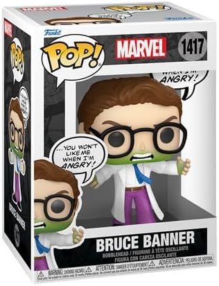 Funko Marvel Hulk Bruce Banner (Don't Make Me Angry) Vinyl Figure #1417 - Collectible Bundle with Compatible Pop Protector Case