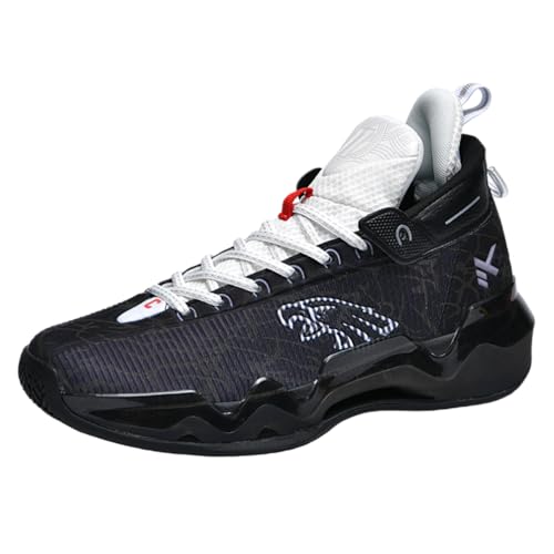 Image of Xuanke Mens Sport and Outdoor Shoes Men's Basketball Shoes Womens high top Trainers Unisex Comfortable Breathable Fashion Running Training Shoes Non-Slip Fluorescent Upper (Black,10.5)