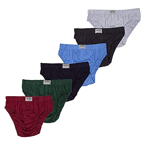 ULTRA Mens Color Cotton Comfort Low Rise Sport Bikini Brief Underwear (6 Pack) (Large, Maroon/Blue/Grey/Black/Green B)
