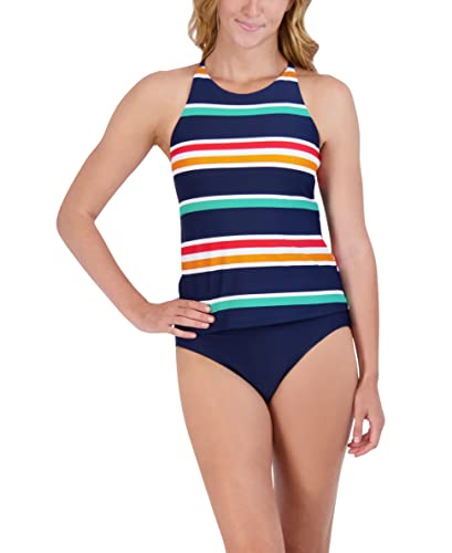 Nautica Women's Tankini Swimsuit Top Only– High Neck, Quick-Dry, UPF+, Beach, Pool, Resort Wear
