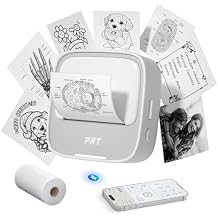 PRT Sticker Printer, Mini Thermal Printer Bluetooth Portable Sticker Maker with 1 Roll Paper, Print Pod, for Study Notes, Pictures, Labels, DIY, Multiple Templates for Phones & Tablets