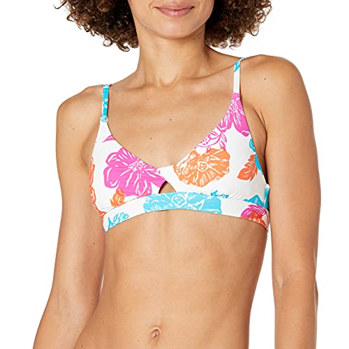 Seafolly Women's Standard Bralette Center Keyhole Hybrid Bikini Top, Oasis Floral White, 6
