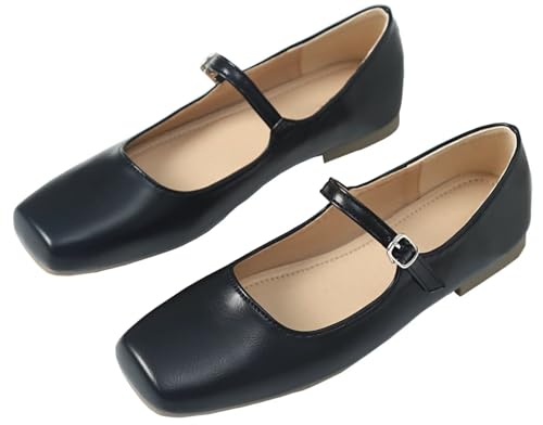 Stunner Mary Jane Flats for Women Classical Square Toe Ballet Flats Soft One Line Buckle Strap Flats2