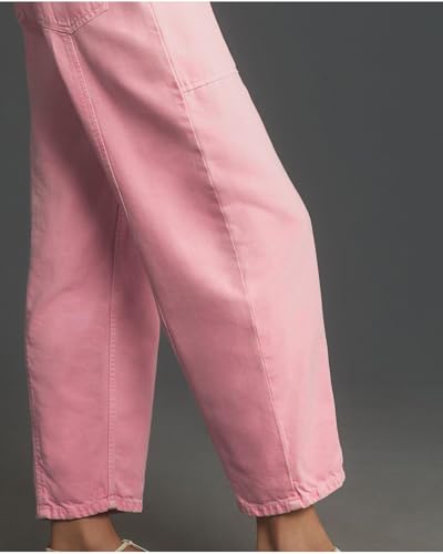 Women's Pink Barrel Jeans High Rise Wide Leg Tapered Jeans Baggy Boyfriend Pants with Pockets4