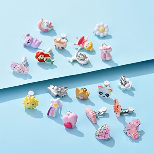40 Pairs Clip On Earrings For Girls 10-12 -Cute Plastic Earrings Hypoallergenic Earrings For Kids Clip Earrings For Girls Non Pierced-St Patricks Day Earrings Christmas Gift For 8 Year Old Girls Gifts #TOP2