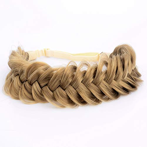 Gledola Messy Synthetic Hair Braided Headband Classic Chunky Wide Plaited Headband for Women Girl Beauty (Dark Blonde) - Image 2