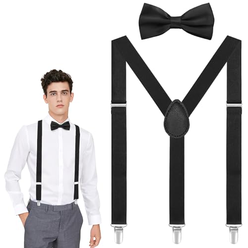 Motos, Toy Tirantes y Moño para Hombre y Mujer, Tirantes para Camisa en Y Elásticos, Set o Kit de Tirantes Sujetadores y Moño Unisex Ajustable, Juego de Man Suspenders...