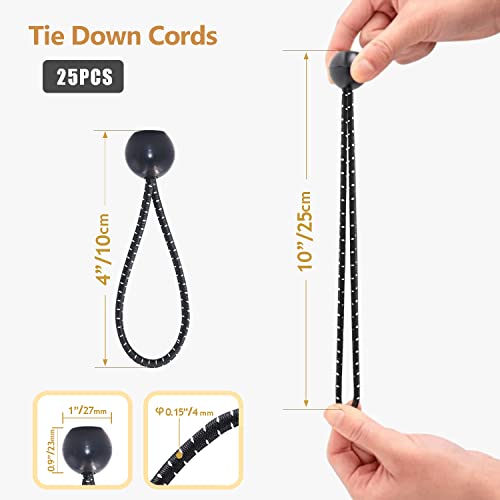 HomWanna Bungee Balls Cords 25Pcs, 4 inch Flag Bungees Ties - Image 3