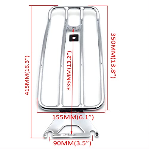 SMT-Chrome Steel Rear Shelf Fender Rack Plated Luggage Shelf 14"x6" Compatible With H-D FLHT Electra Glide FLHX Street Glide FLTR Road Glide [B01C3JZUWS] - Thumbnail 2