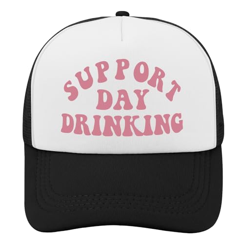 Support Day Drinking Trucker Hat Fun Day Drinking Themed Baseball Cap, Unisex Breathable Cap