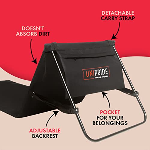 Unipride Beach Chairs For Adults With Back Support (Set Of 2) Folding Lightweight Travel Essentials - Ideal For Tanning And Sunbathing - Very Compact And Portable - Black #TOP3