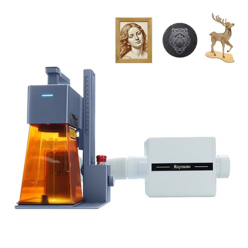 Raymoto R1 PRO 20W レーザー彫刻機（空気清浄機付き）、ポータブル小型レーザー彫刻機、0.08mmの高精度解像度、120000mm/分の彫刻速度、合板、グレー紙、丸太、革、岩板、アクリル/プラスチックの彫刻が可能