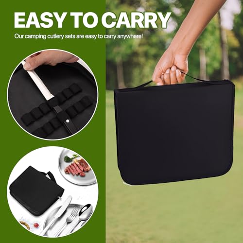 RoserRose Camping Geschirr Set für 4 Personen, 20-Teilig Tragbar Und Langlebig, Edelstahl Outdoor-Geschirr FüR Camping Und Picknick - Campinggeschirr, Ideal FüR Outdoor-AktivitäTen (Silber)