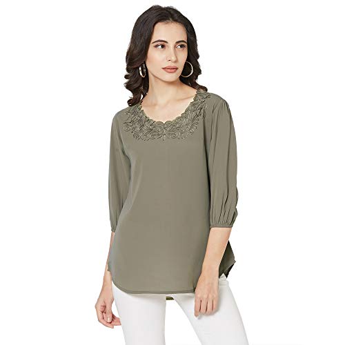 Image of GO-4 IT Women's Top with Cutwork Embroidery in Neck