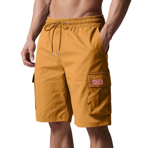 Image of Men's Cargo Shorts Elastic Waist Outdoor Loose Fit Sport Shorts Summer Joggers Casual Short with Multi-Pocket
