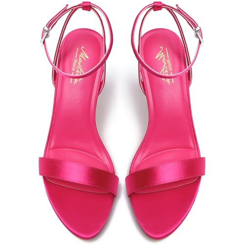 Image of Mostrin Strappy Heels for Women Ankle Strap Heels Women's Heeled Sandals for Party Prom Wedding