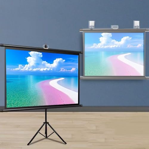 Pantalla de proyector manual 60in 4:3 con trípode negro miniatura 1