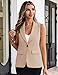GoMamee Womens Sleeveless Summer Vest Blazer Lightweight Fashion Casual Vests Blazers with Pockets Beige, Large