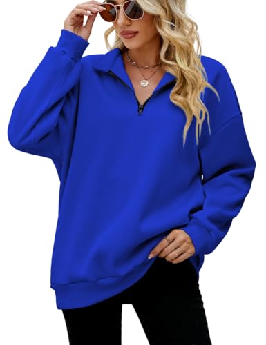 Sweats surdimensionnés à manches longues pour femme avec fermeture éclair quart de longueur