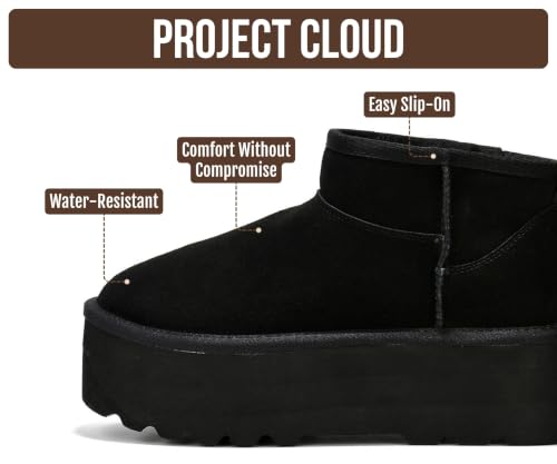 Image of Project Cloud 100% Genuine Leather Platform Ankle Boots for Women