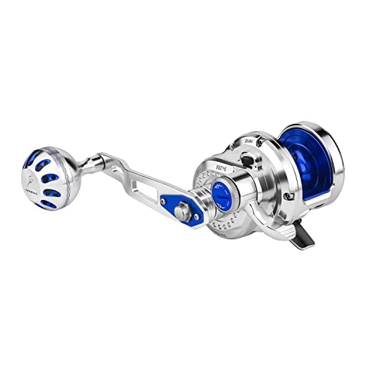 Gomexus Slow Jigging Reel Saltwater 7.1:1 Lever Drag Left Hand 60lbs Conventional Reel Powerful Solid Durable LX50L