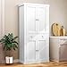 FGNTWP 72” Pantry Cabinet, Kitchen Pantry Cabinet with 6 Doors Shelves & 1 Drawer, Kitchen Cabinets with 4 Door for Dinging Room, Living Room, White