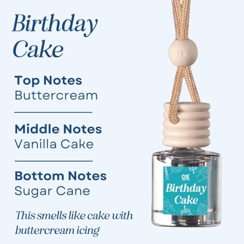 Image of CANDECraftCo Car Air Hanging Fragrance Oil, Car Auto Freshener for Essential Oils, Scents Fragrance Aromatherapy Automobile Diffuser, Long Lasting (Birthday Cake)
