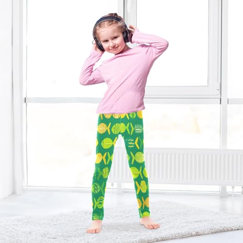 Bolaz Toddler Girls Leggings Printed Yoga Pants Leggings Green Orange Fish for Kids4