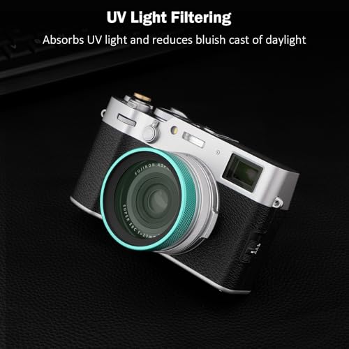 Capuchón para lente y filtro UV multirrecubierto de protección ultravioleta Haoge LUV-X54L en metal para cámaras Fujifilm X100VI y X100V, color verde miniatura 4