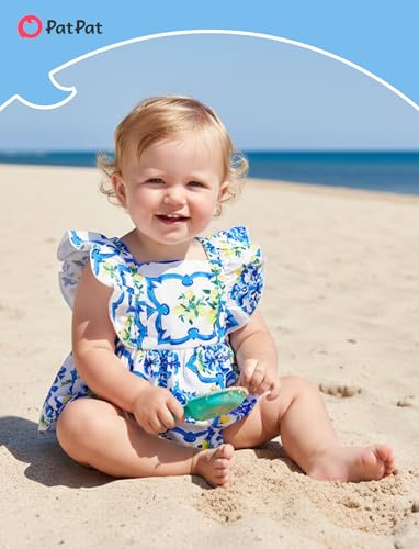 Image of PATPAT Family Hawaiian Matching Outfits - Mommy and Me Vacation Outfits | Halter Sundresses and Button Down Shirts,Caribbean Vacation Summer Tropical Outfits,Hawaiian Boho Tropical Floral Printed