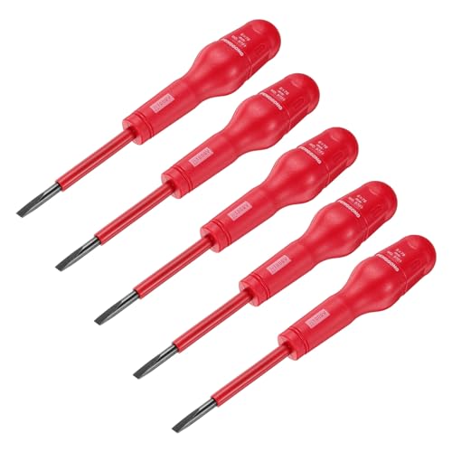 Tournevis isolés 1000V plats uxcell en acier CR-V pour travaux électriques sûrs