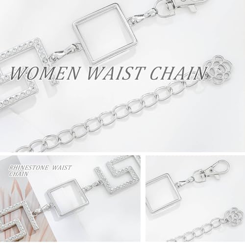 CanB Women Dress Belt Metal Waist Chains Belt Rhinestone Waist Belt Crystal Waist Accessories for Dress4