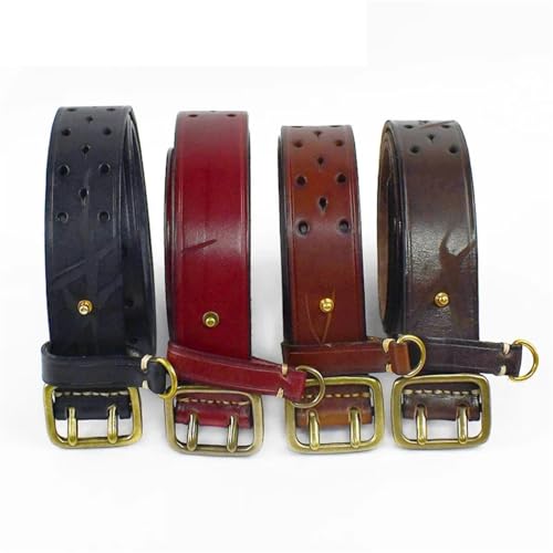 Men's 3.8Cm Wide Genuine Leather Belt, Double Pin-Buckle Male Jeans Belts4