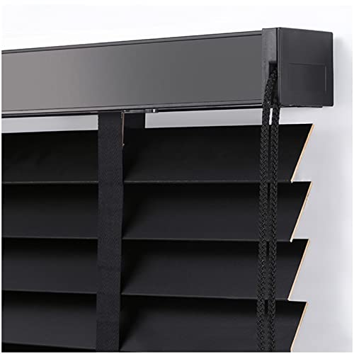 Xrdbfd Solid Wood Blinds for Windows, Black Venetian Blinds, Blackout/Breathable Window Shades, Wooden Venetian Shades with 50mm/2in Adjustable Slats,70x140cm/28 * 55in