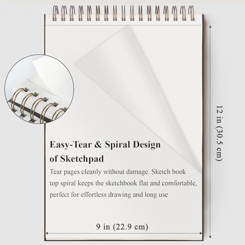 fuxi 934 x 1234 sketch book top spiral bound sketch pad 100 sheets 68lb100gsm acid-free drawing paper art sketchbook for drawing pad for kids artists amp beginners professional art supplies for adults