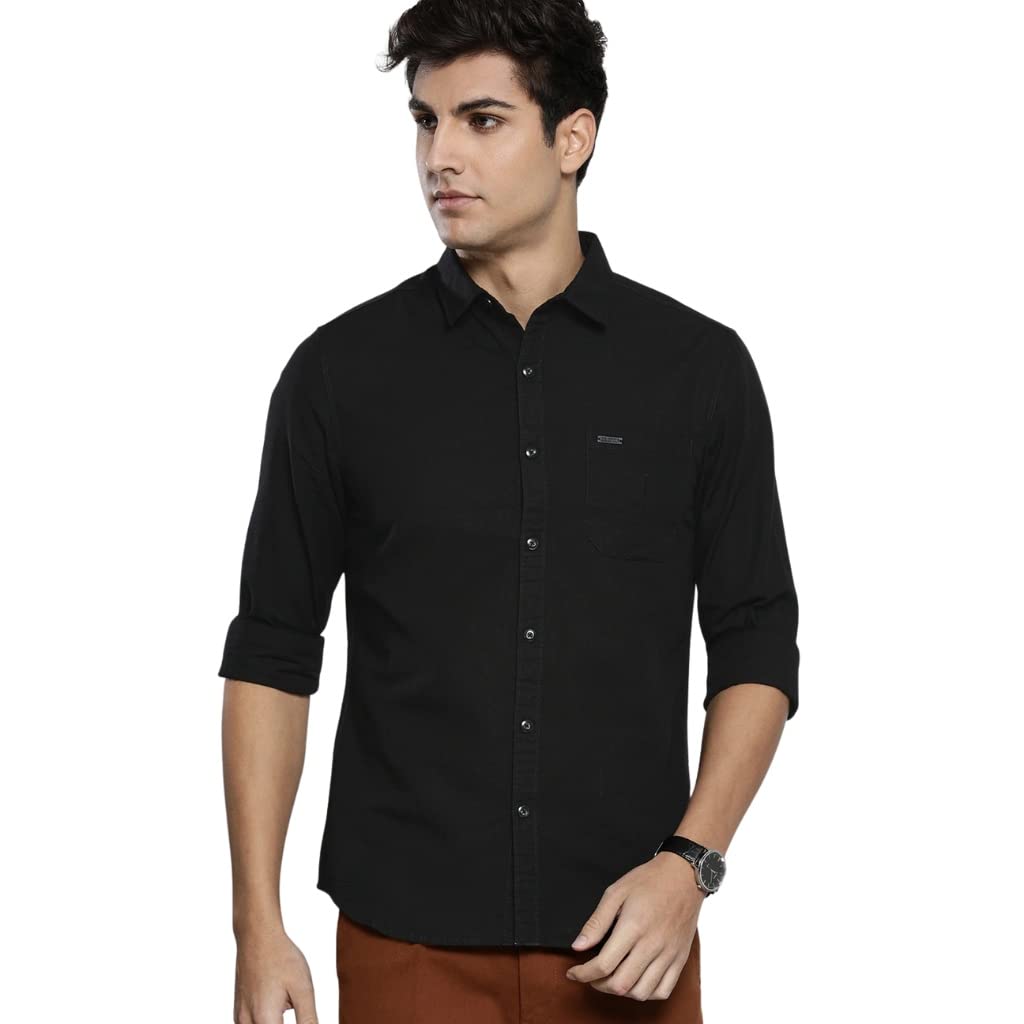 the indian garage co Men's Cotton Regular Fit Solid Full Sleeves Cutaway Collar Casual Shirt-picture-35