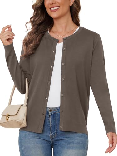 Womens Classic Long Sleeve Knit Cardigan Sweaters Casual Open Front Button Down Cardigan S-3XL