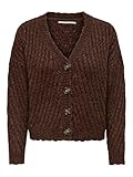 Knopfleiste ONLY Women\'s Onlnew Chunky L/S Short CARDGAN KNT Cardigan Sweater, Potting Soil/Detail:W. Melange, M (2er Pack)