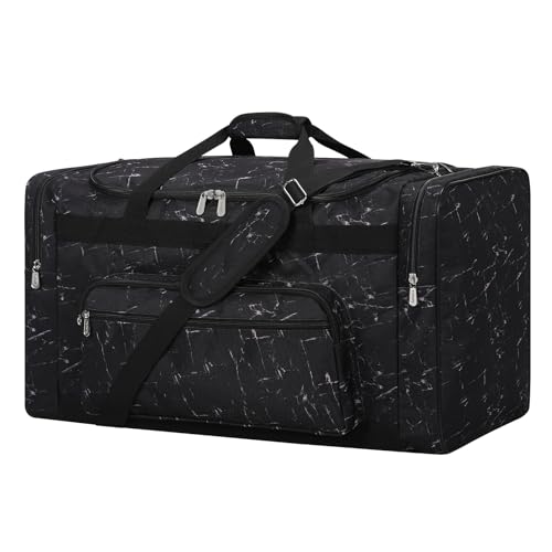 75L Large Duffle Bag for Men - 26 inch Duffel Bag Heavy Duty for Weekend Travel Sport Camping/Travel - Marble Black Marble Black 26 inch