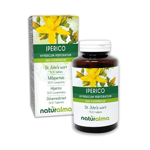 Hipérico (Hypericum perforatum) hierba con flores Naturalma - 150 g - 300 comprimidos - Complemento alimenticio - Natural y Vegano
